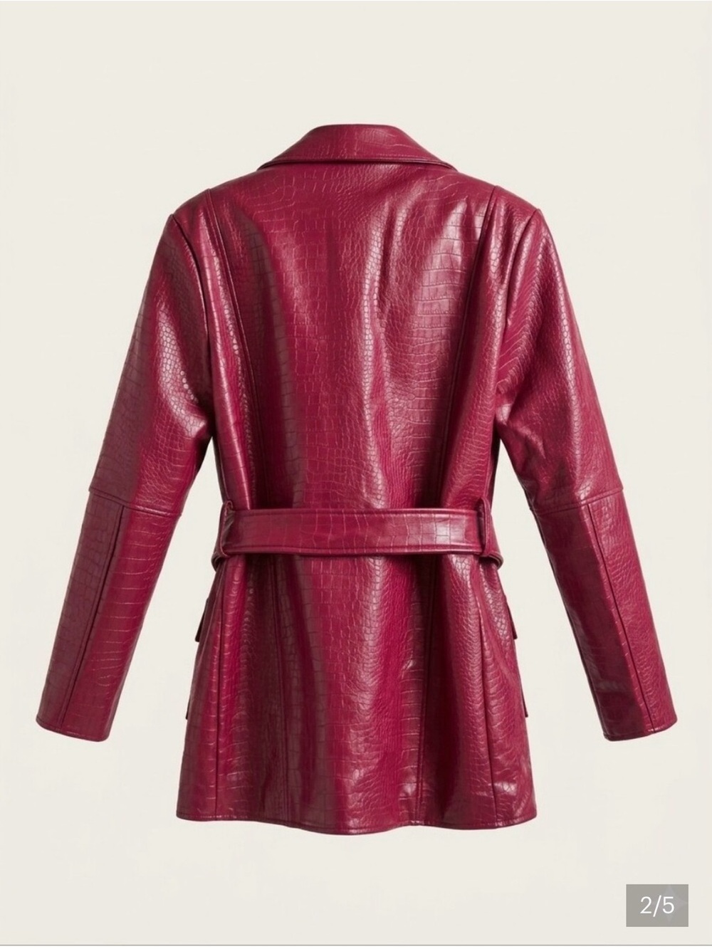 Women's Faux-Leather Belted Jacket - BLACK